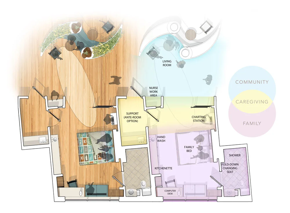 detailed patient room floor plan