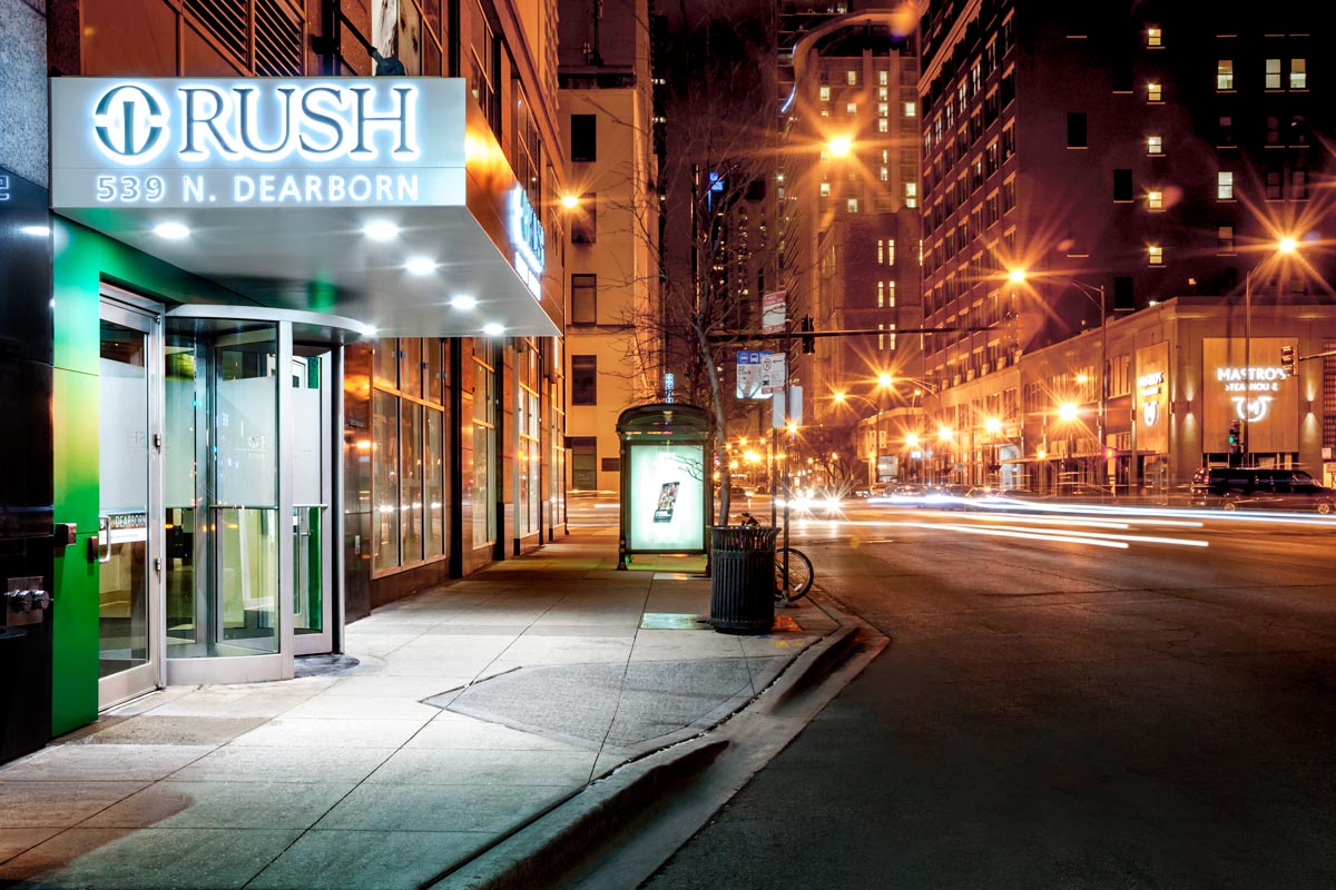 Rush University Medical Center Exterior Night