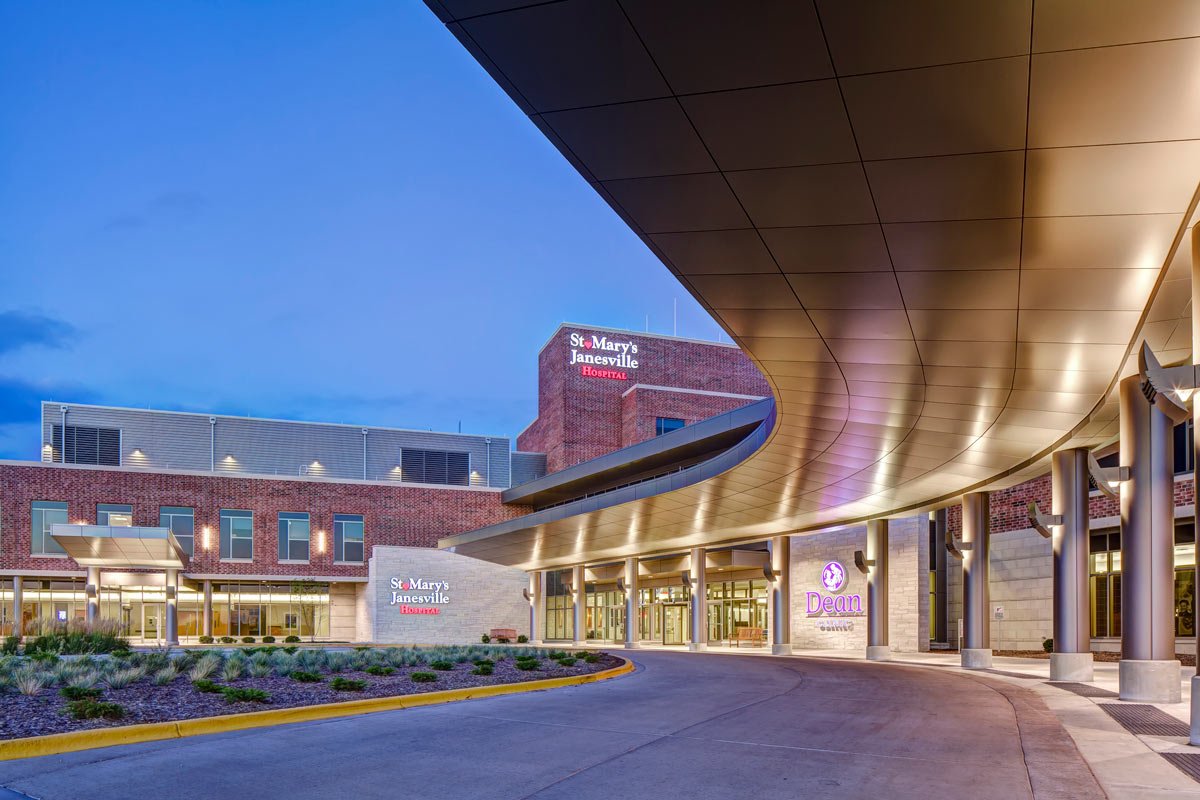 St Mary's Janesville entrance at dusk