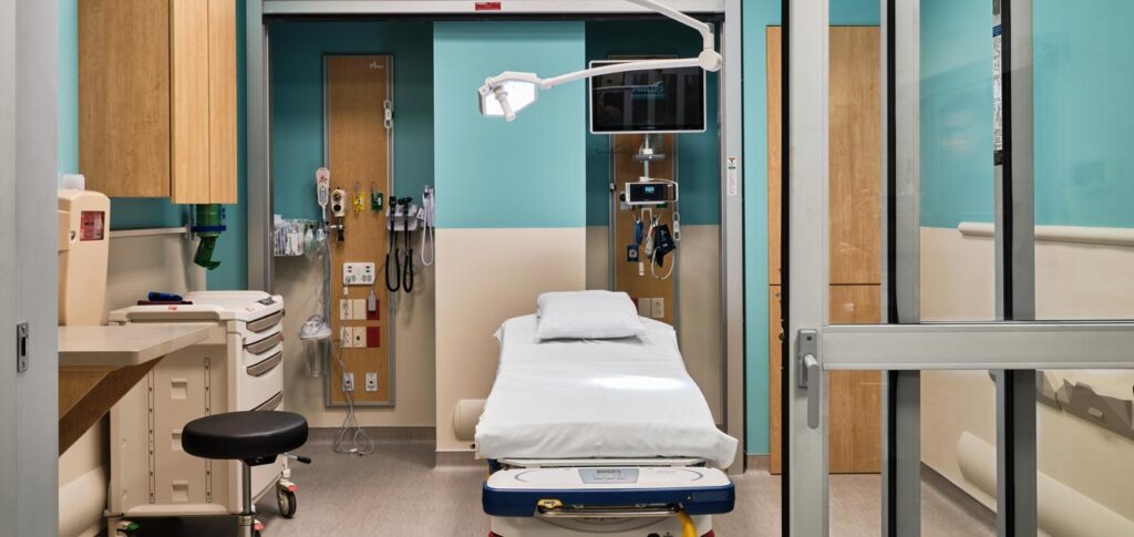 Patient room in emergency department