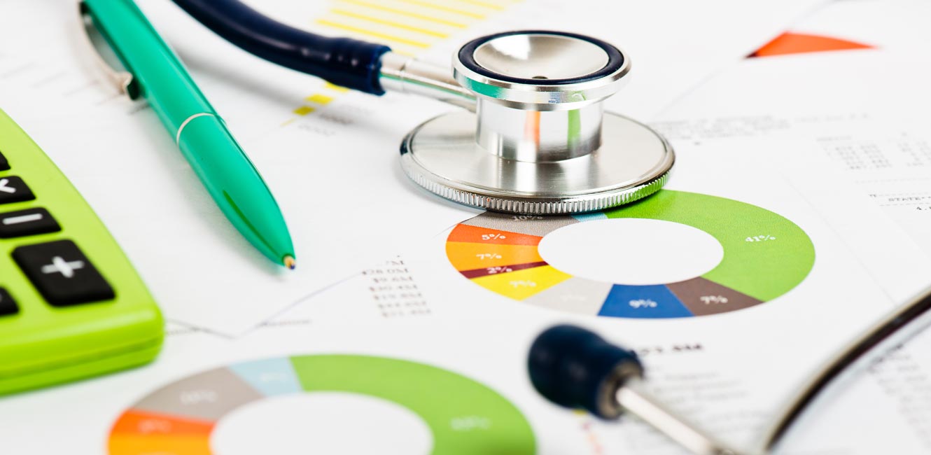 Healthcare policy concept with graphs and stethoscope