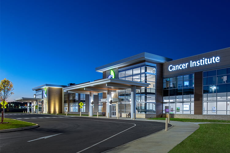 Lehigh Valley Health Network Hecktown Oaks Campus architectural exterior photo of cancer center