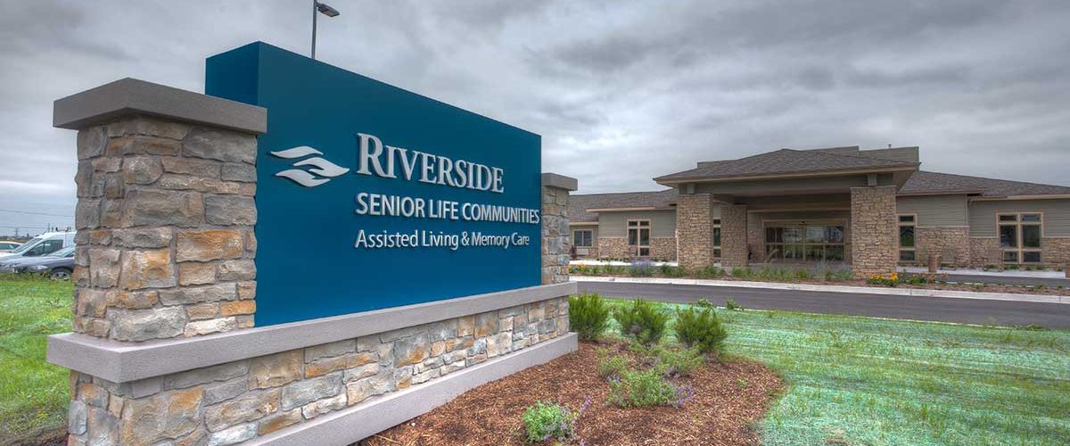 Riverside Senior Living exterior and signage